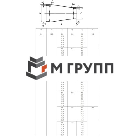 Переход сталь концентрический Дн 38х3,0-25х3,0 (Ду 32х20) бесшовный ГОСТ 17378-2001 РБ