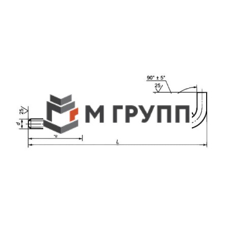 Болт фундаментный изогнутый 1.1. М42х1250