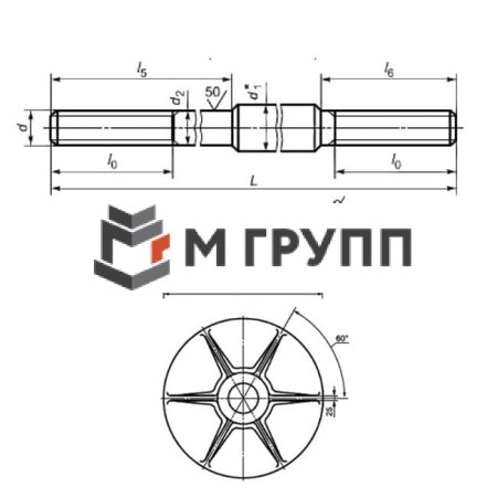 Болт фундаментный с анкерной плитой 2.3. М140х2500