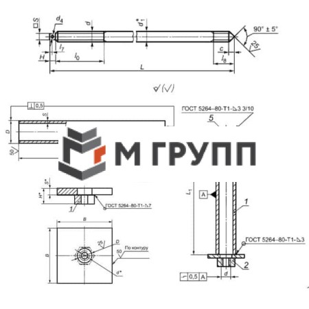 Болт фундаментный съемный 4.1. М24х250