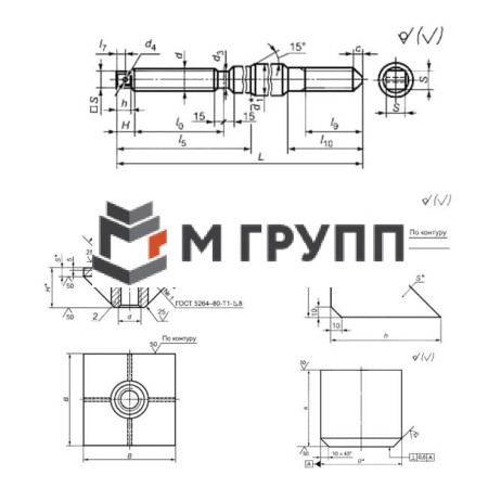 Болт фундаментный съемный 4.3. М100х3150