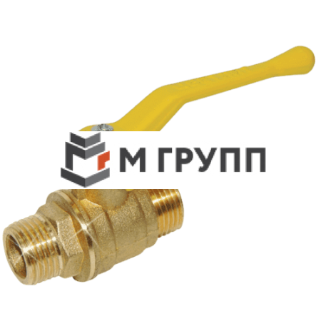 Кран шаровой латунный газ 11б27п6 Ду 15 G1/2" Ру16 НР рычаг желтый Цветлит 11б27п6