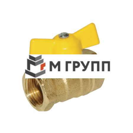 Кран шаровой латунный газ 11б27п6 Ду 15 G1/2" Ру16 ВР бабочка желтый Цветлит 11б27п6