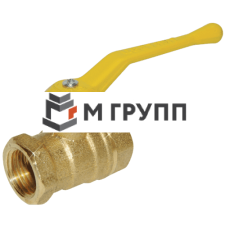 Кран шаровой латунный газ 11б27п6 Ду 32 G1 1/4" Ру16 ВР рычаг желтый Цветлит 11б27п6