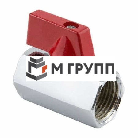 Кран шаровой латунный хромирован мини 1030 Ду 15 G1/2" Ру10 ВР полнопроходной флажок красный Aquasfera 1030-01