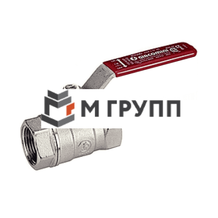 Кран шаровой латунный хромирован R250D Ду 40 G1 1/2" Ру35 ВР рычаг красный Giacomini R250X007