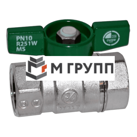 Кран шаровой латунный хромирован R251W Ду 15 G1/2" Ру42 ВР бабочка зеленый Giacomini R251WX023