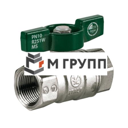 Кран шаровой латунный хромирован R251W Ду 15 G1/2" Ру42 ВР бабочка зеленый Giacomini R251WX023