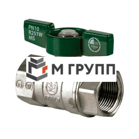 Кран шаровой латунный хромирован R251W Ду 15 G1/2" Ру42 ВР бабочка зеленый Giacomini R251WX023