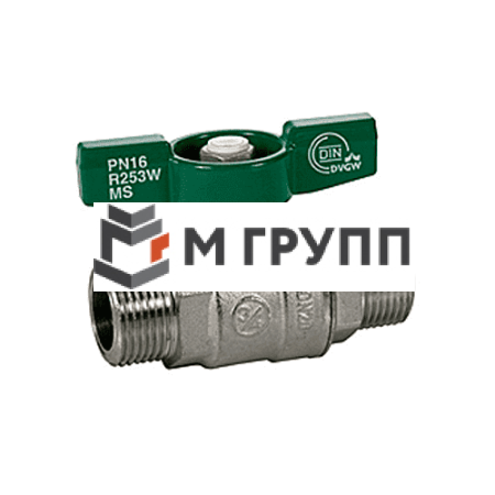 Кран шаровой латунный хромирован R253W Ду 15 G1/2" Ру42 НР бабочка зеленый Giacomini R253WX003