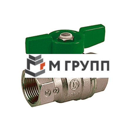 Кран шаровой латунный никелирован R951W Ду 20 G3/4" Ру42 ВР полнопроходной бабочка зеленый Giacomini R951WX004