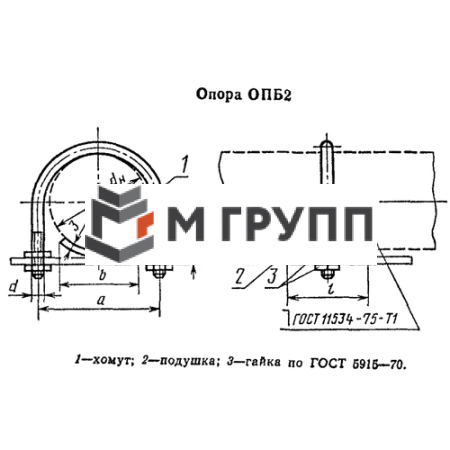 Опора стальная ОПБ-2 подвижная Ду 100 КАЗ