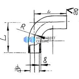Отвод стальной шовный 90гр Дн 26.8х2.8 (Ду 20) под приварку из труб по ГОСТ 3262-75 КАЗ