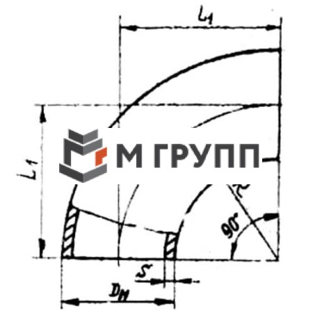 Отвод стальной бесшовный крутоизогнутый 90гр Дн 102х3.5 (Ду 100) сварной ГОСТ 17375-2001