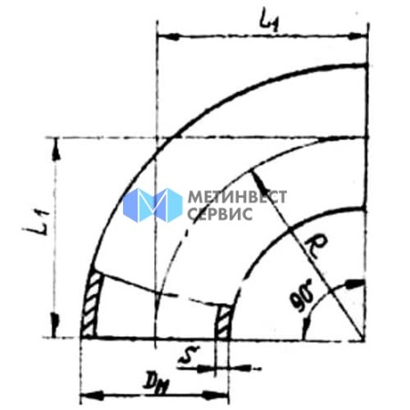 Отвод стальной бесшовный крутоизогнутый 90гр Дн 273х7.0 (Ду 250) сварной ГОСТ 17375-2001
