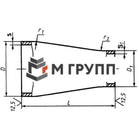 Переход стальной оц концентрический Дн 114х4.0-57х3.0 (Ду100х50) бесшовный ГОСТ 17378-2001