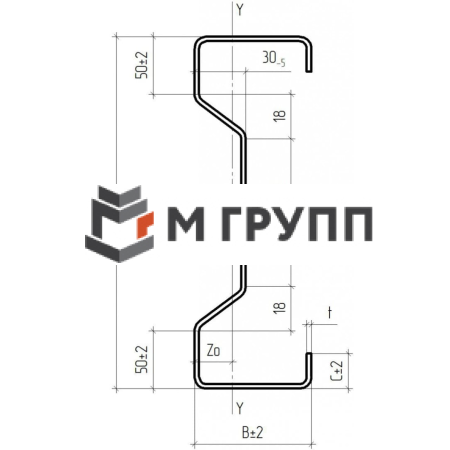 Профиль гнутый сигма-образный Σ(104)-240х65х1.2