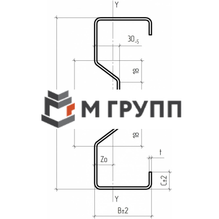 Профиль гнутый сигма-образный Σ(104)-240х65х1.2